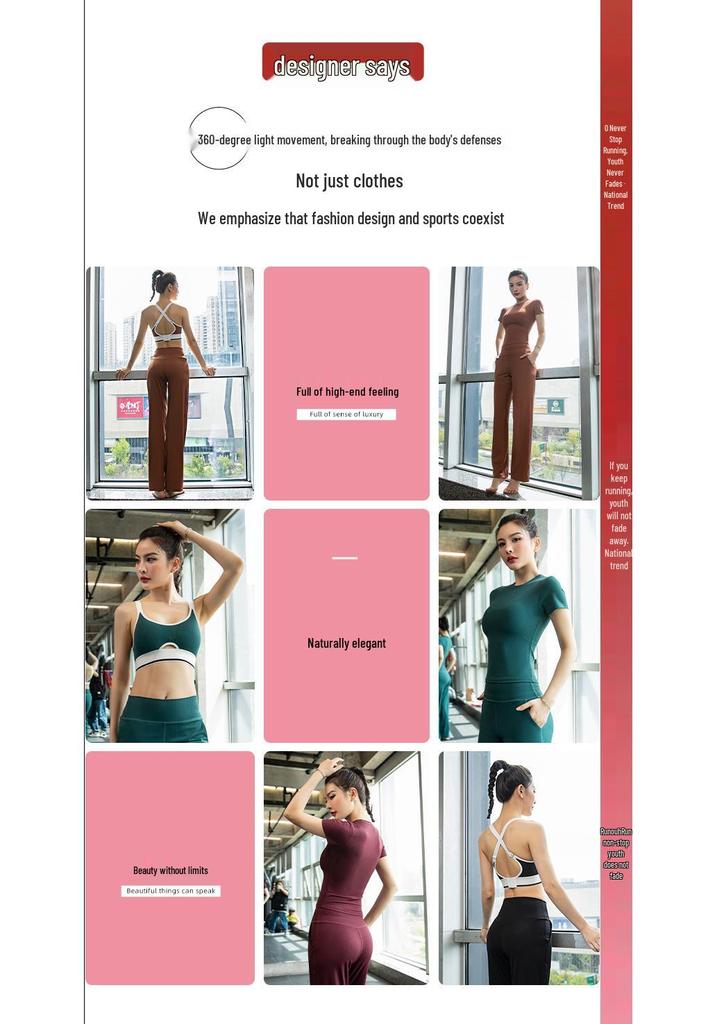 Women's Slim Fit Short Sleeve Yoga Suit - Skin-Friendly, Waist-Cinched, Quick-Drying Sportswear for Summer Fitness
