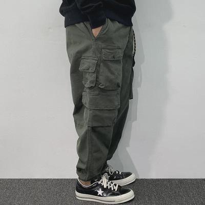 Pantalones Casuales Retro Holgados con Múltiples Bolsillos y Cordón para Hombre Otoño/Invierno 2023