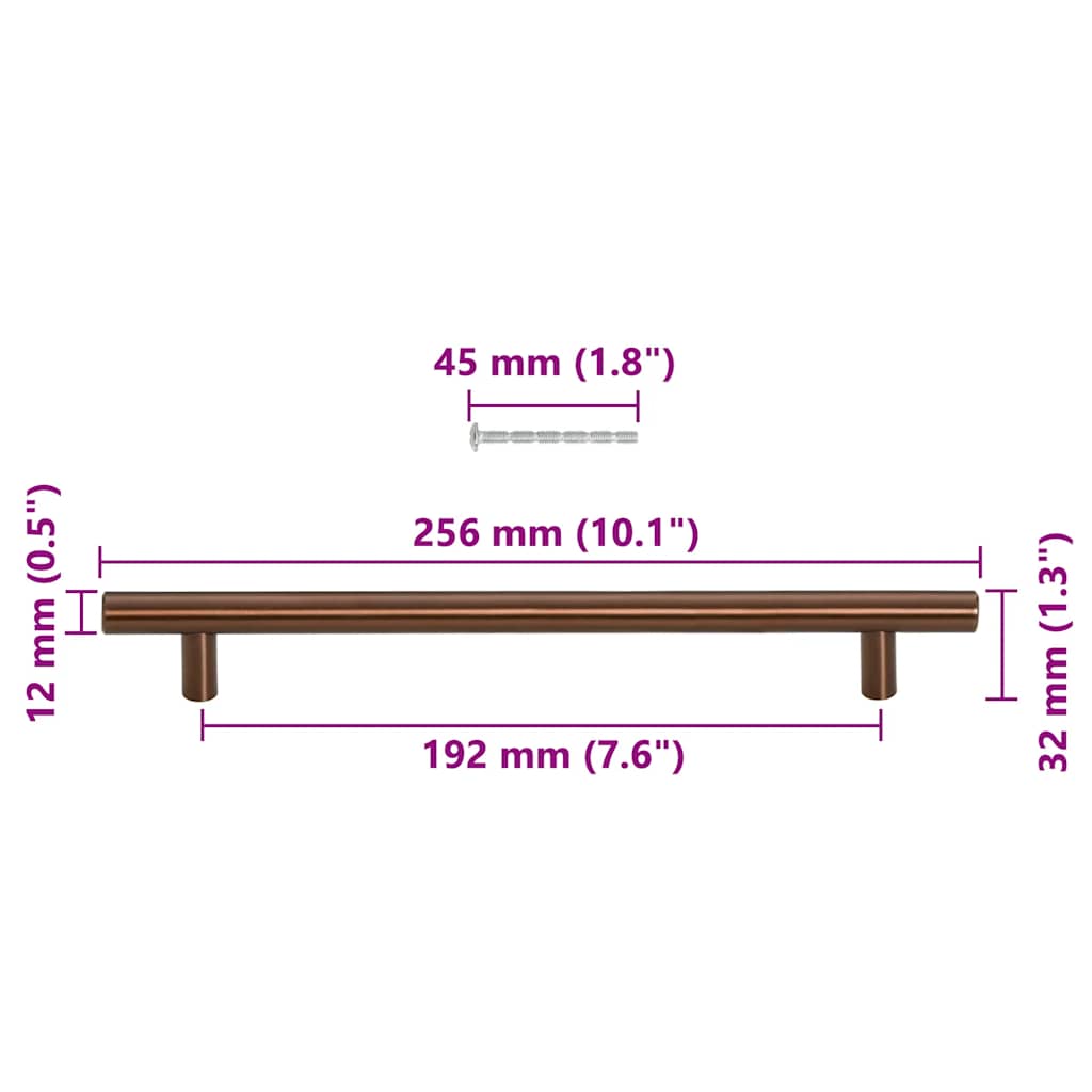 Furniture Handles 5 Pcs Bronze 192 Mm Stainless Steel