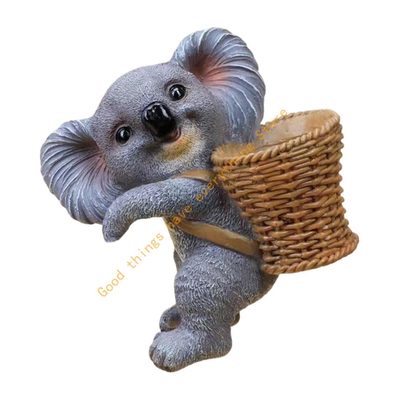 

Hanging Cats Figurine with Storage Basket Animal Statue Aquarium Accessory 55KF