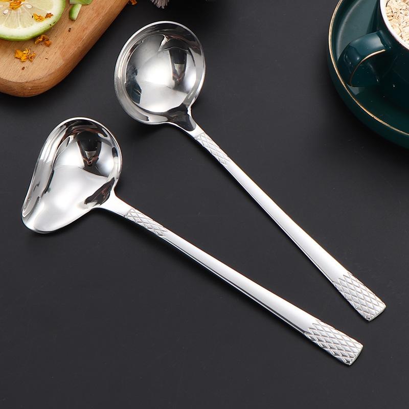 Thickened Long Handle Tablespoon Stainless Steel Soup Spoon Hot Pot Cooking Spoon Bouillon Porridge Ladle Utensils for Kitchen