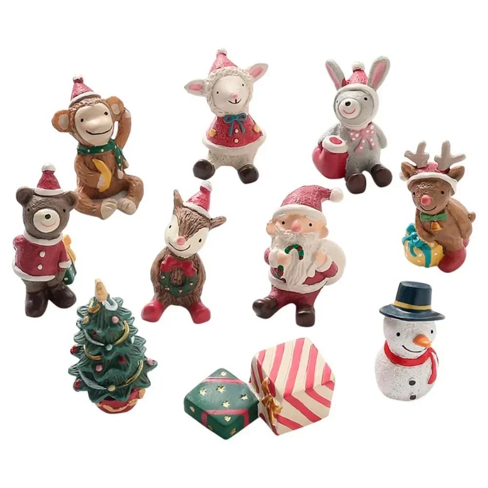 Figurki Bożonarodzeniowe Miniatury Choinka Święty Mikołaj Bałwany Niedźwiedź Mikro Krajobraz Domek dla Lalek Mech Terrarium Dekoracja Wróżek