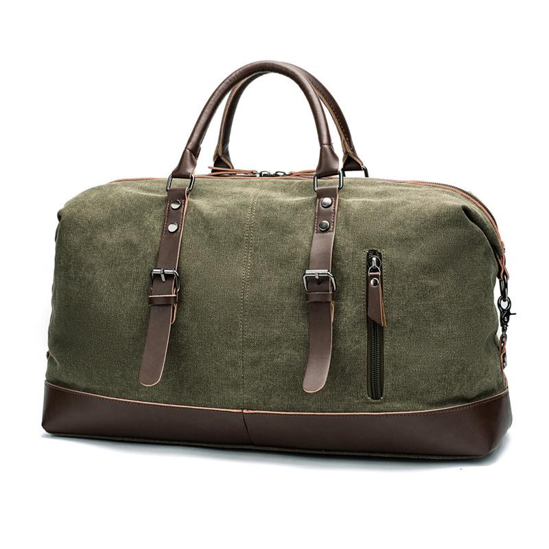 Large Capacity Male Travel Canvas Leather Bag  Male Luggage Bag  Travel Backpack