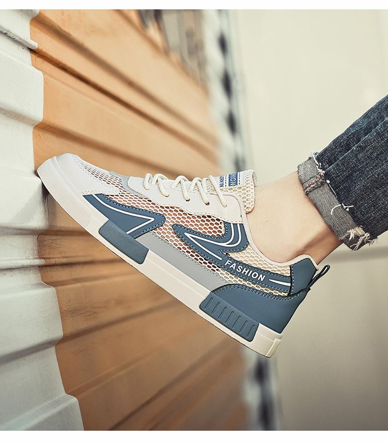 Summer Hollow Breathable Mesh Panel Shoes Low-cut Lace-up Large Size Casual Shoes Fashion Youth Student Sports Shoes