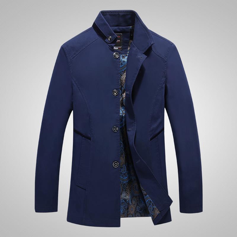 Spring and Autumn Cotton Washed Cotton Jacket Men's Medium and Long Windbreaker Business Casual Men's Jacket