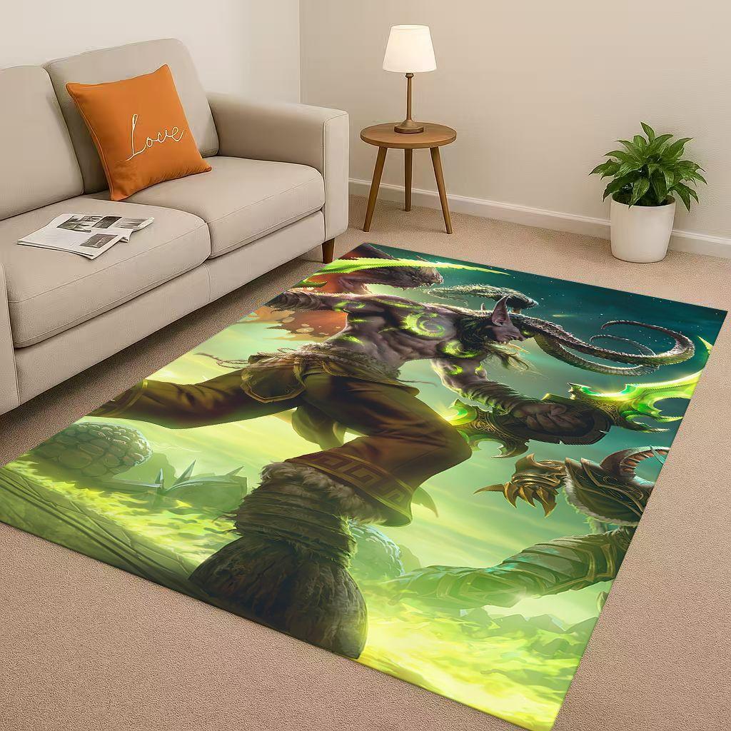 HD WOW World of Warcraft Game Demon Hunter Arthas Living Room Non-Slip Area Rug Carpet for Bedroom Playroom Sofa,Home Doormat