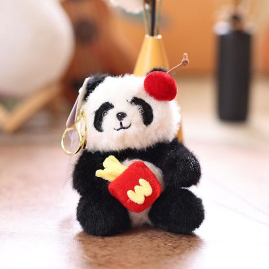 Doll Pendant Keychain Cartoon Panda Shape Plush Doll Key Holder Lightweight Keychain Decorative Bag Accessory