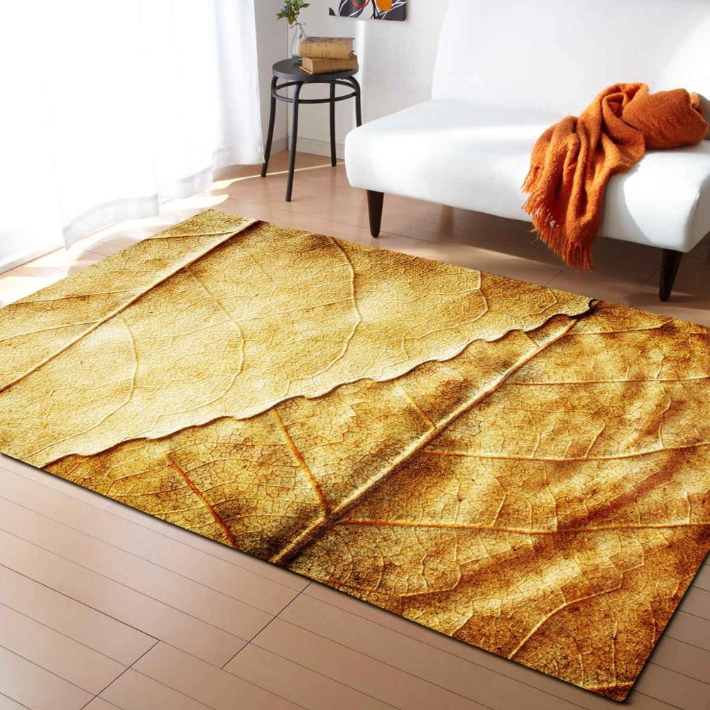 3D Leaves Dewdrop Living Room Carpet Leaf Printing Bedroom Area Rug  Home Decor Memory Foam Soft Flannel Kitchen Rug Floor Mat