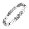 Geometric Leaf Design Titanium Steel Bracelet With Crystal Inlay Magnetic Therapy Elements Women