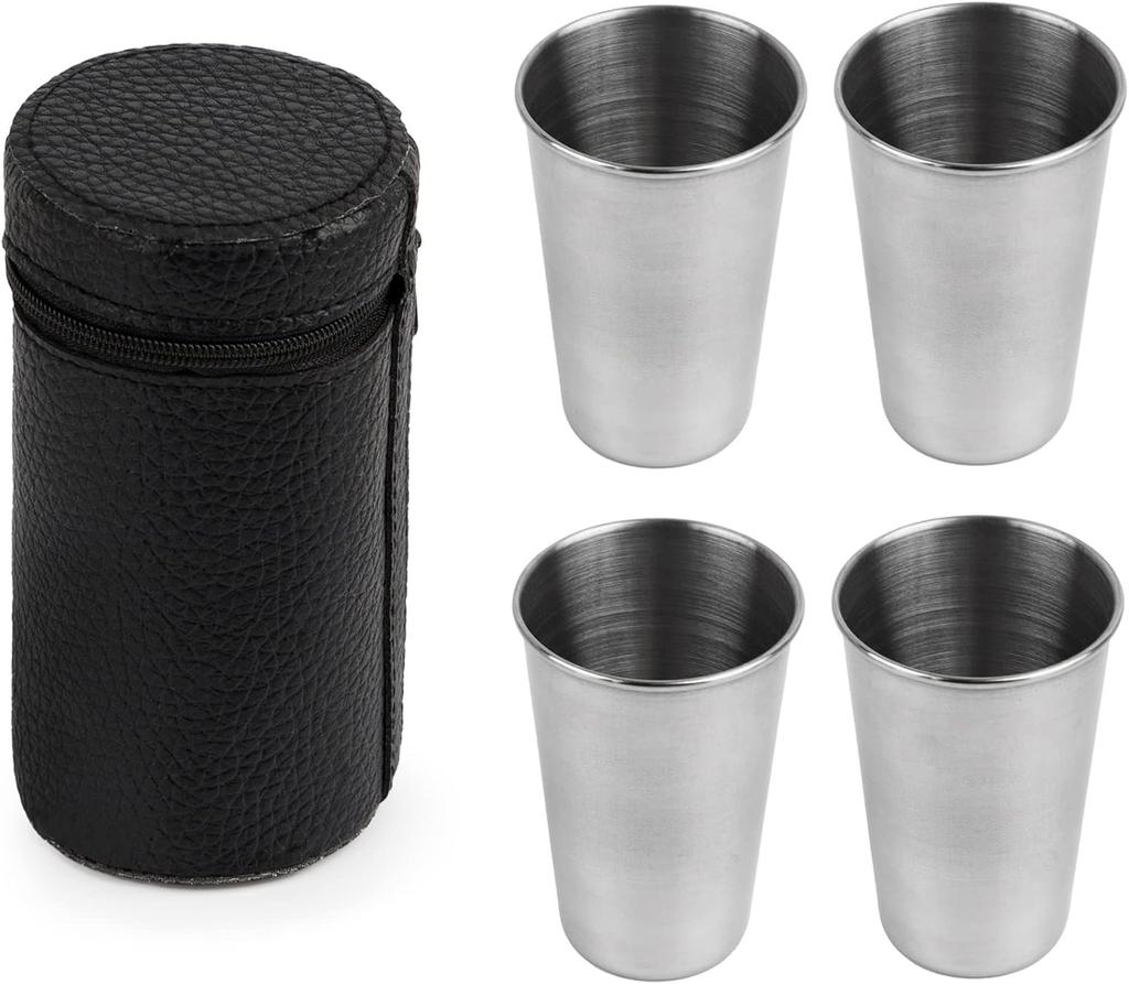 Stainless Steel Cups, 30/70ml Small Wine Pot Cups, Zipper Leather Cases, Stainless Steel Wine Glasses, Small Stainless Steel Cup