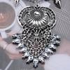 Vintage Silver Alloy Rivet Rhinestone Tassel Choker, Punk Luxury Style Collarbone Necklace