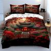 Classical Courtyard With Red Bridge Duvet Cover Set With 3D Printing Design Soft Polyester Bedding Set All-Season Comfort