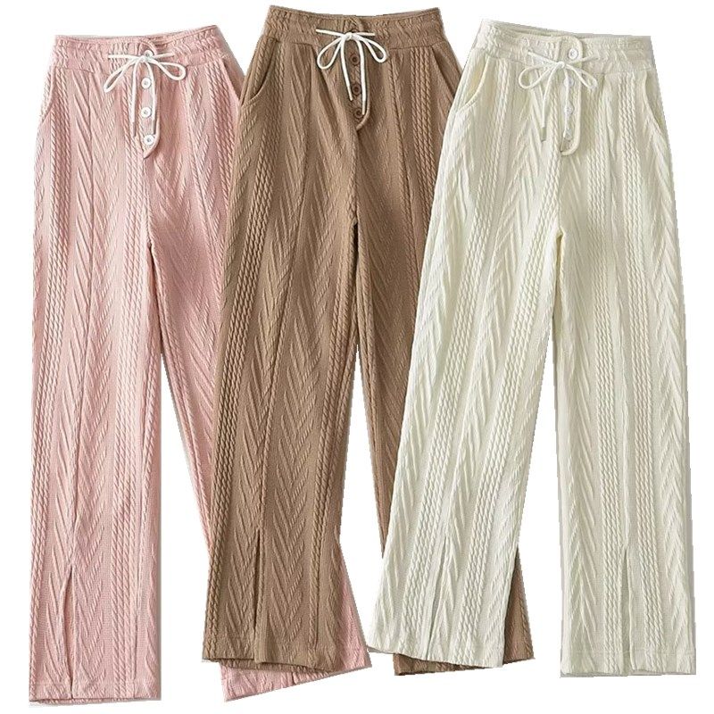Ur Za Cosfashion Women's Wear Autumn and Winter New European and American Style Thickened Knitting High Waist Commuter Pants 3 Long Color