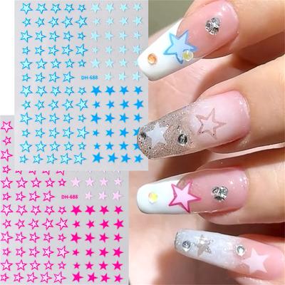 Star Nail Art Stickers French Nail Decals 3D Adhesive Star Designs Nail Decals Star Nail Art Decorations for Women Girls