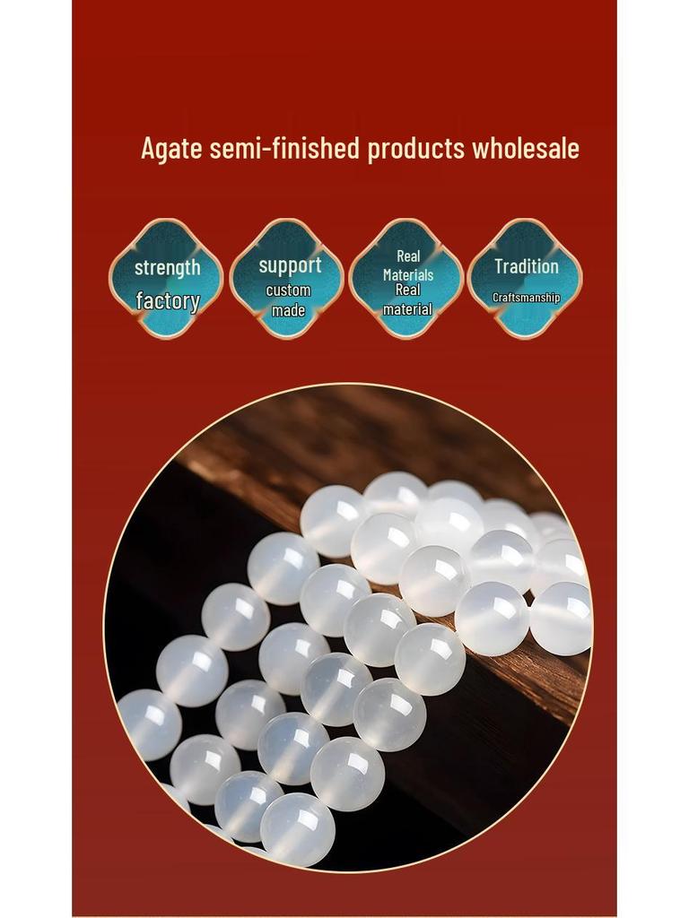 7A Transparent White Agate Round Beads for DIY Handmade Jewelry Bracelet Accessories
