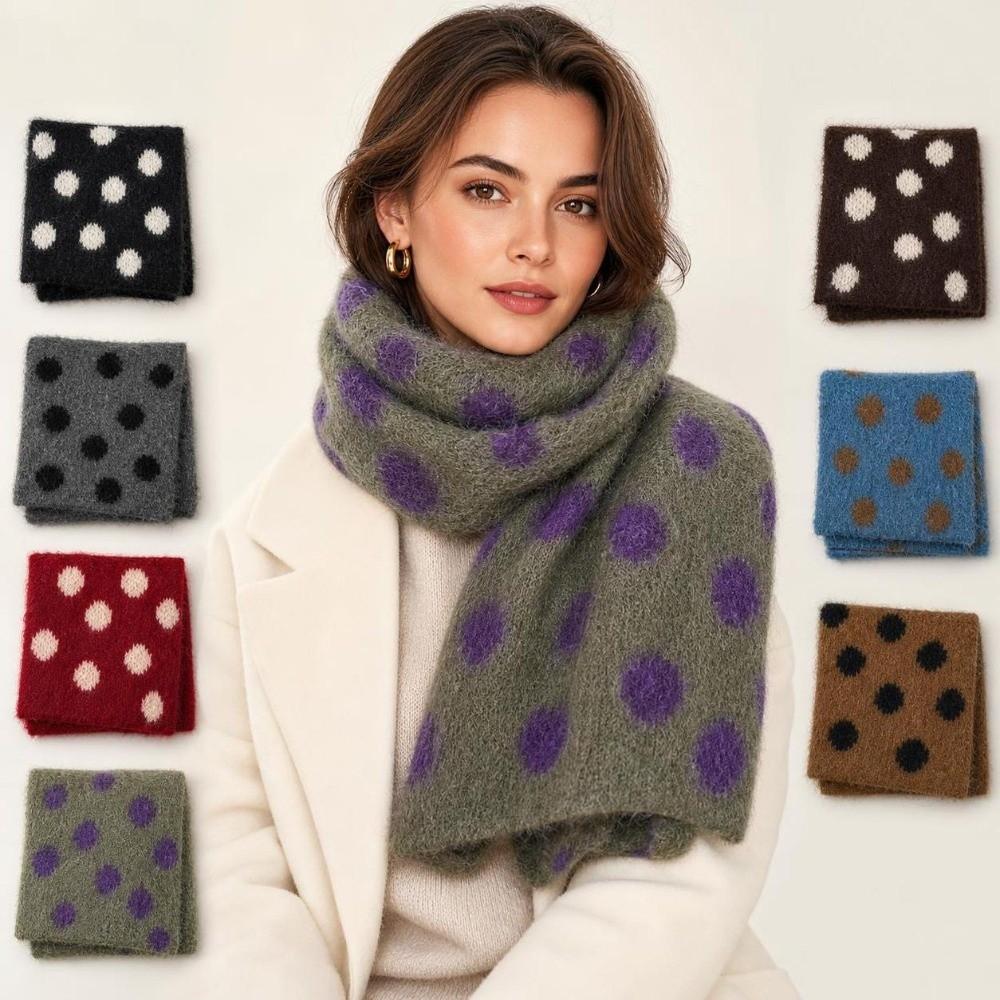Soft Plush Knitted Scarf Warm Neckerchief Scarf Versatile Wool Blend Scarf Women
