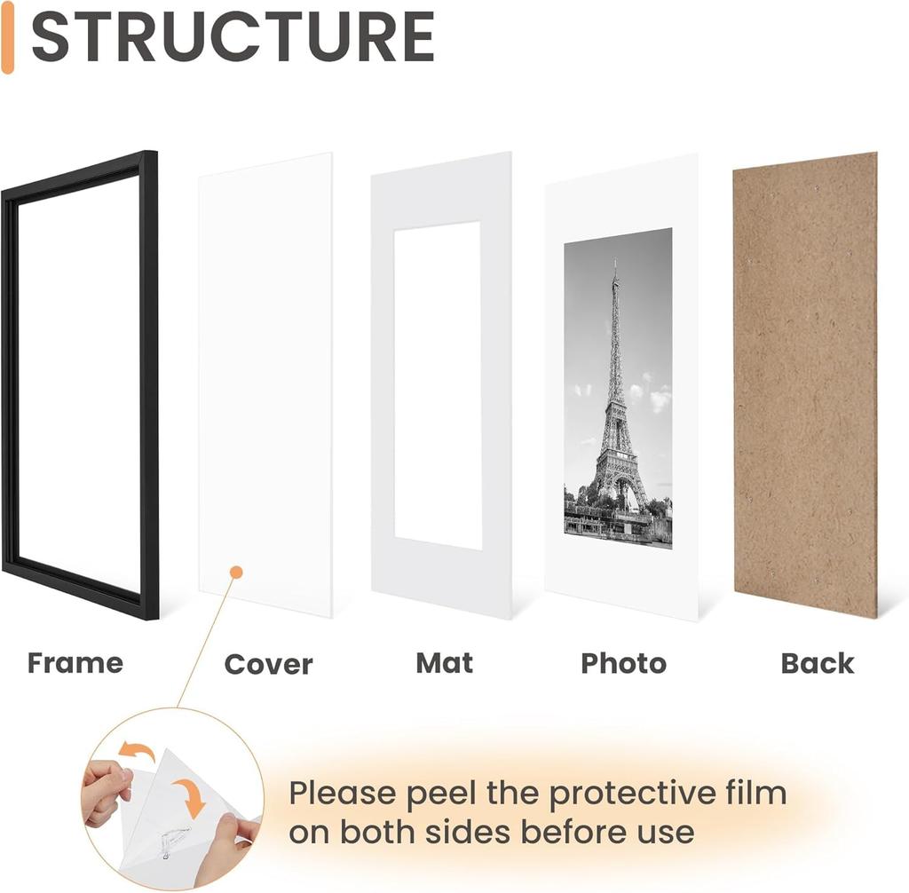 Upsimples Black Photo Frame A4 Set of 3 Picture Frames A4 29.7x21cm