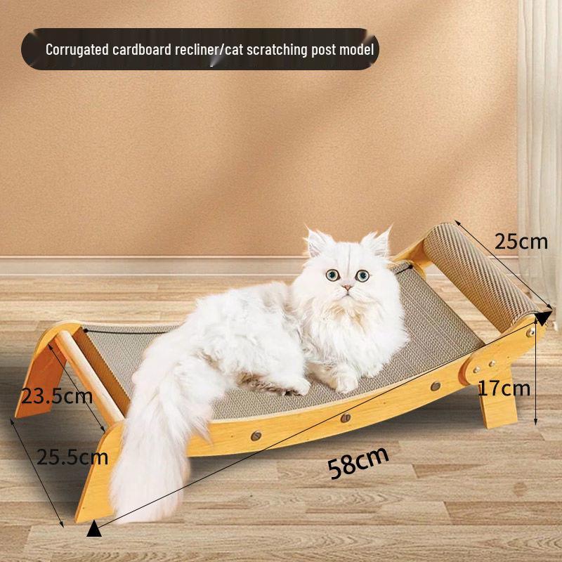 Sisal-Katzenbett & Kratzbaum-Kombination - Kratzfester Wellpappe-Liegesessel für Kätzchen