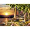 Pictură cu diamant 5D DIY Lake Full Drill Broderie cu diamante Poză din copac cu strasuri Peisaj Cucitură Decor de perete
