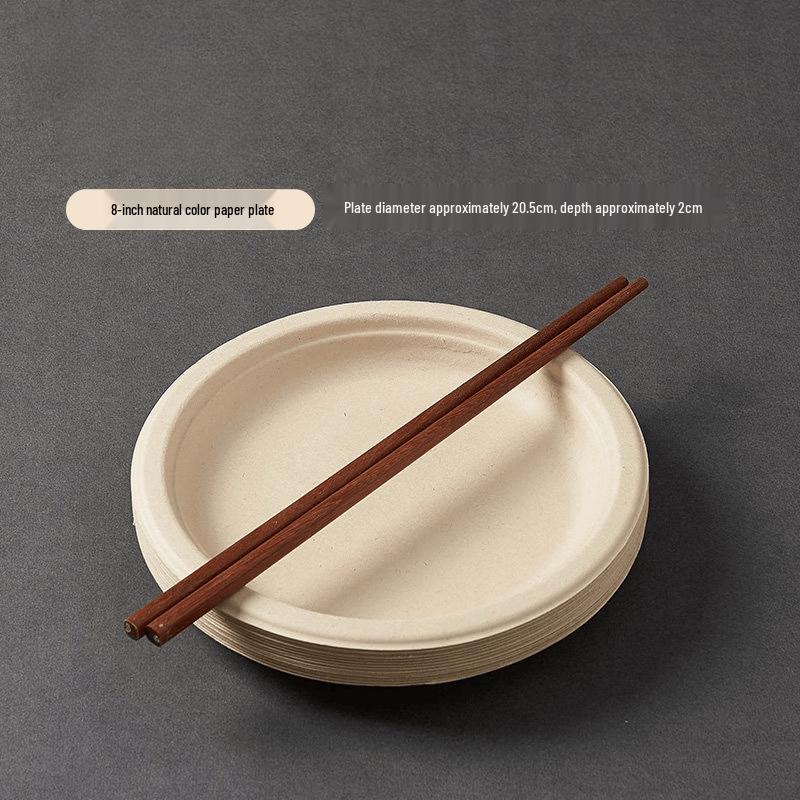 8-inch Natural Wheat Straw Disposable Round Plates