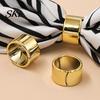 Non-slip Scarf Ring 3Pcs Minimalist Round Rings, Golden Plastic Slide Women Simple Holders for Neckerchiefs Shawls Shirts Electroplated