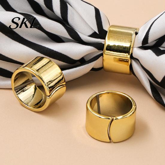 Non-slip Scarf Ring 3Pcs Minimalist Round Rings, Golden Plastic Slide Women Simple Holders for Neckerchiefs Shawls Shirts Electroplated