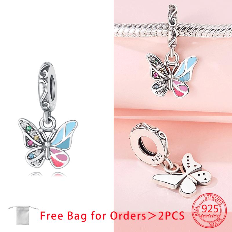Original Charms Copper Red Butterfly Color Bowknot Beads Pendant Fit Diy Bracelet Necklace Jewelry Making Birthday Fine Gift