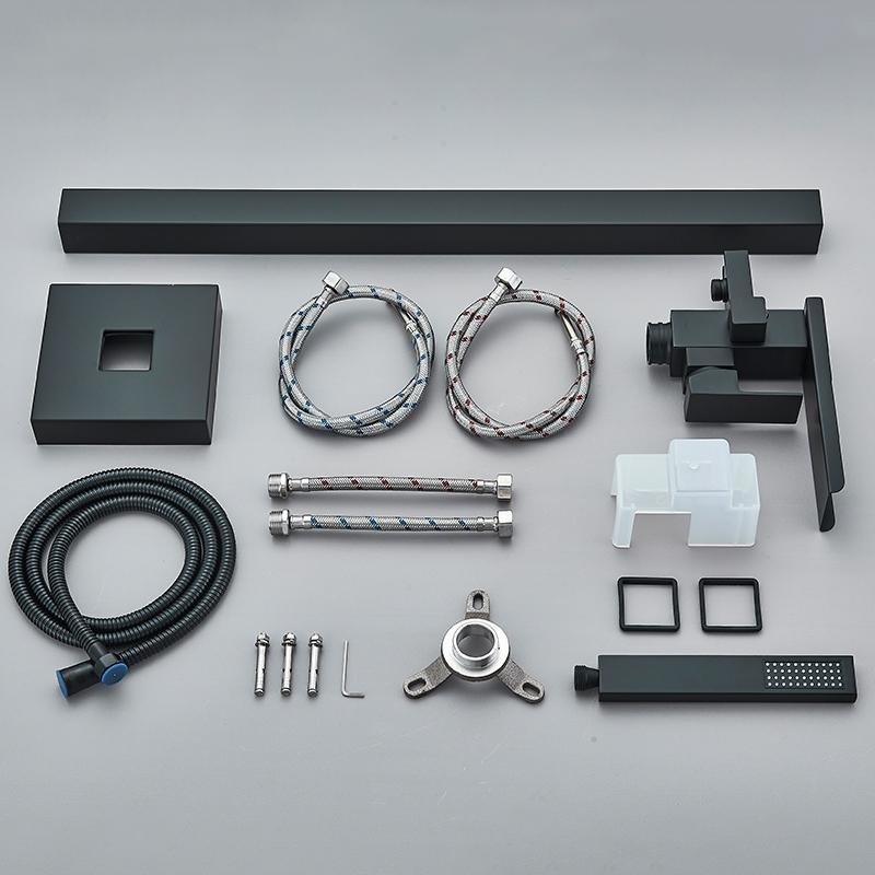 Matte Black Waterfall Bathtub Faucet Floor Standing Bathroom Bath Shower Set Hot and Cold Bath Tap Mixer With Handshower