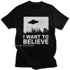 Stylowy Męski Koszulka The X Files Chcę Wierzyć Mężczyźni Okrągły Dekolt Bawełniana Koszulka Obcy UFO Strefa 51 Koszulka Zwierzę Harajuku Streetwear