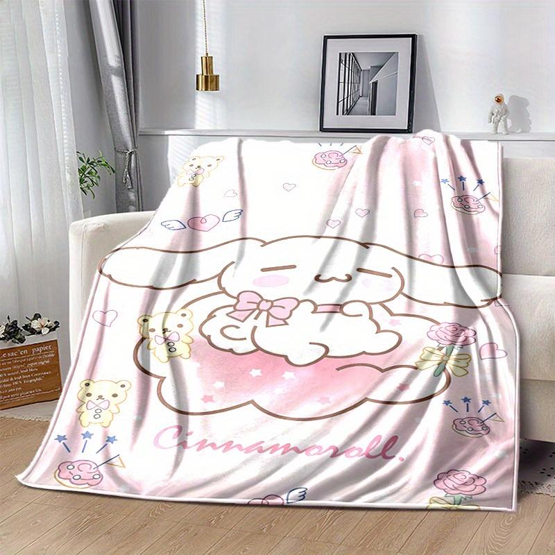 1pc, Sanrio Cute Cinnamoroll Home Decor Flannel Blanket: Perfect Gift for Bedroom, Living Room, Travel, Camping, Car, Beach, Office Naps, Ideal as Sof