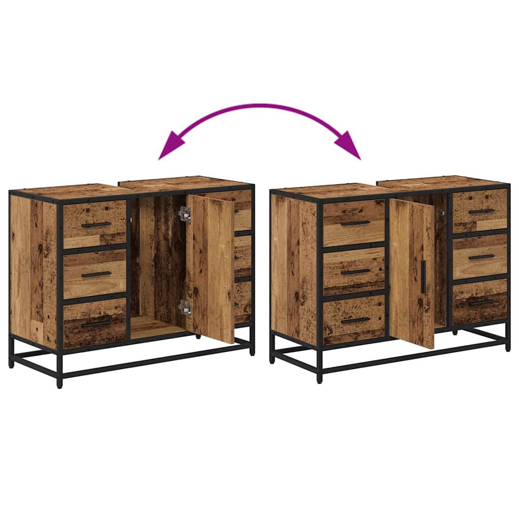 Bathroom Furniture Set with Drawers 4 pcs Reclaimed Wood Particleboard