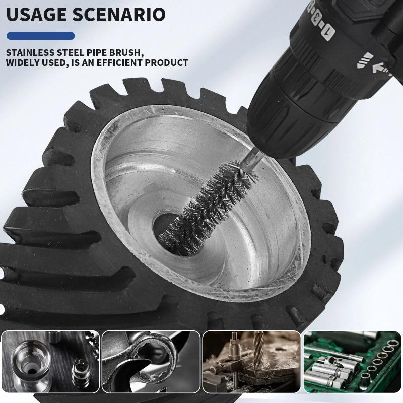 1 Set 6Pcs Stainless Steel Drilling Brush Twisted Wire Stainless Steel Cleaning Brushes for Electric Drill Rust Removal