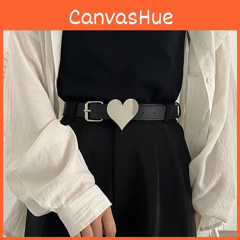 Black Elegant And Camel Pu Leather Heart Belt For Women Trendy Waist Accessory