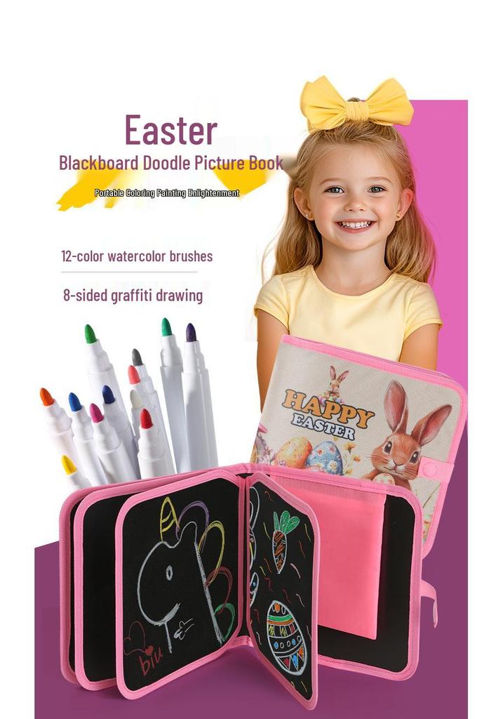 Erasable Double-Sided Portable Drawing Board with Watercolor Pen for Home