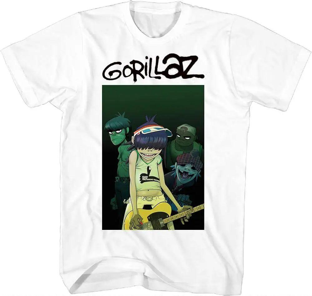 Rock Punk Band T Shirts Gorillaz Print Tops British Virtual Band Vintage Rock T Shirts Casual Loose Streetwear Fans Gift Unisex