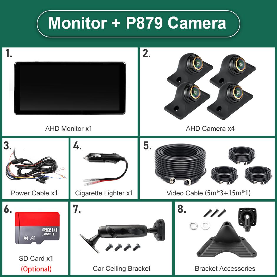 

Беспроводной WiFi Carplay Android Auto 10,36-дюймовый 4-секционный экран для грузовика, автобуса, видеорегистратор, монитор с 4 мини-камерами 1080P None