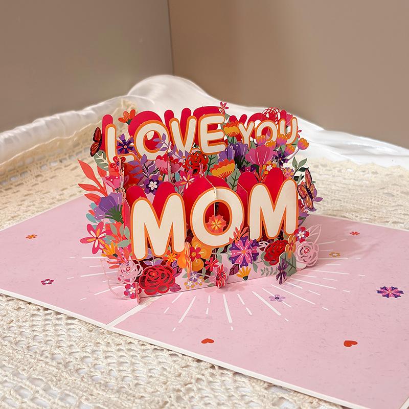Paper Love 3D Love You Mom Pop Up Mother's Day Card, For Mom, Wife, All Occasion - 5' X 7' Cover - Includes Envelope and Note Ta