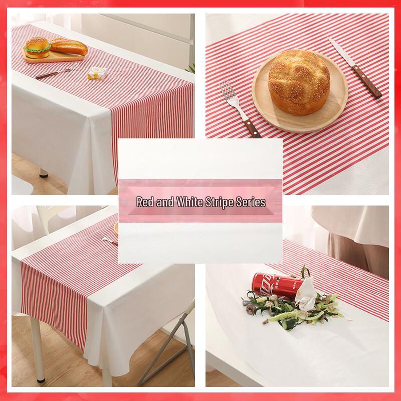 Red Stripe Disposable Tablecloth