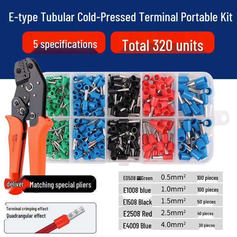 Tubular Needle Terminal Set: RV Crimp Pliers & SV/OT/UT Copper Lugs