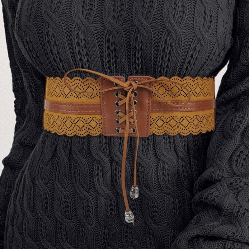 Damenhemd Breiter Taillengürtel Vintage Elegant Elastisches Seil Universeller Taillengürtel Damen Kleid Hemd Breiter Taillenbund Korsett