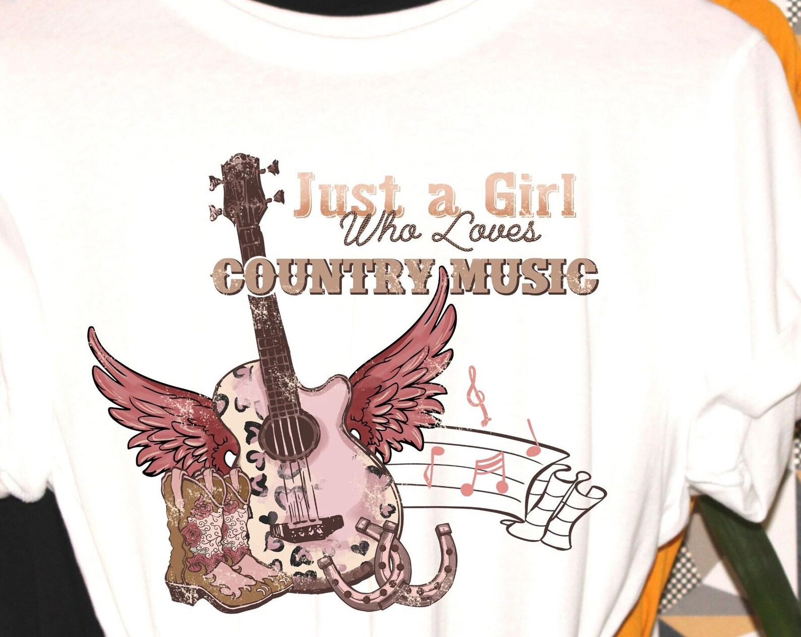 Just a girl who loves country music, cowgirl tshirt cowgirl shirt, rodeo shirt, fun tshirt M