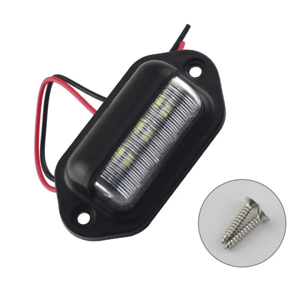 2PCS 6 LED Car License Number Plate Light For SUV Truck Trailer Van Tag Step Lamp White Bulbs Car Products License Plate Lights License Plate Lights