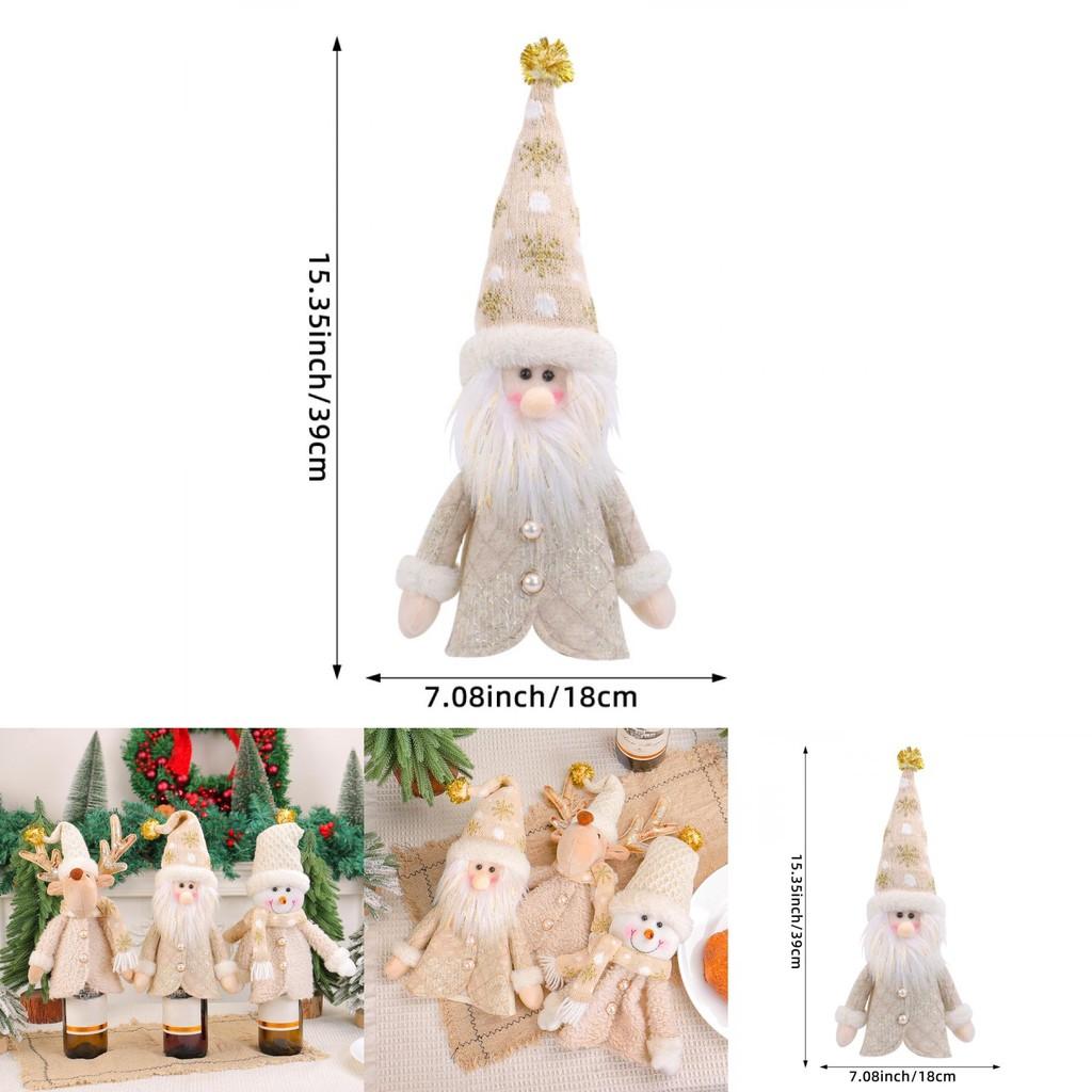 Christmas Santa Claus Snowman Deer Bottle Cover With Plush Foam Material For Holiday Table Decor