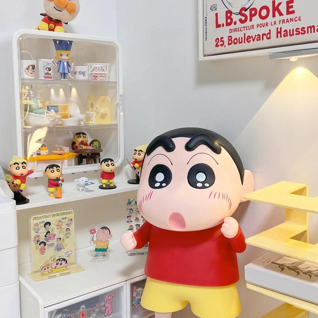 Crayon Shin-chan Large Figurine Piggy Bank - Cute Decorative Doll for Living Room or Entrance.