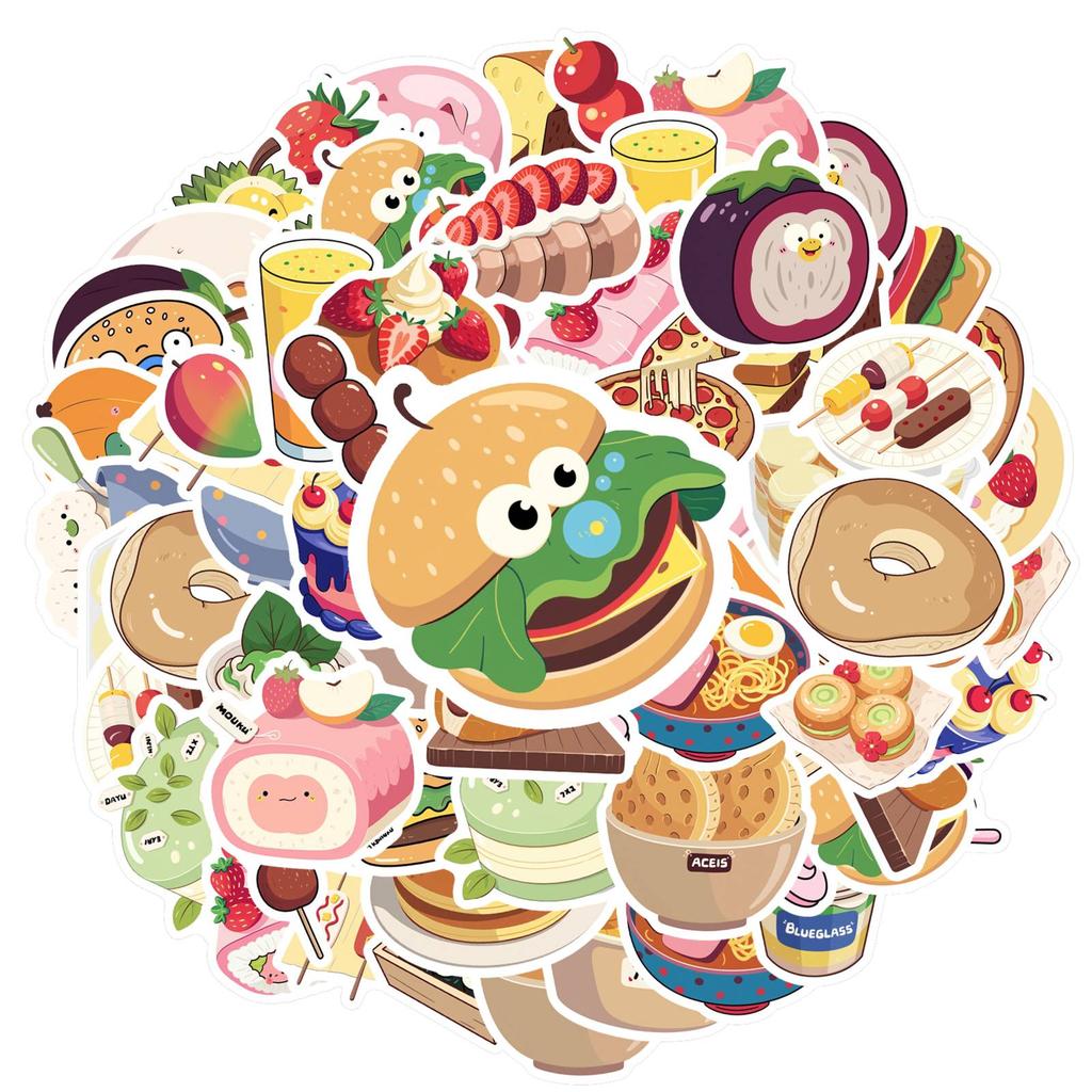 35pcs-50pcs Cartoon Cartoon Stickers Playful Dessert DIY Stickers Funny Stickers For DIY Phone Laptop Scrapbook Bike DIY Phone