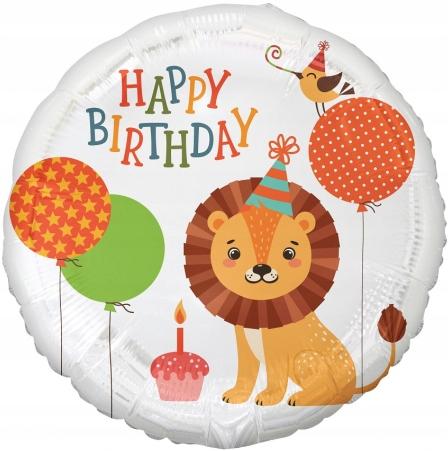 Balon Foliowy Lew (Happy Birthday), 18"