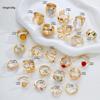 IF ME Floral Gemstone Ring Set For Women Vintage Irregular Lava Texture Opal Inlaid Rings Trendy Statement Jewelry