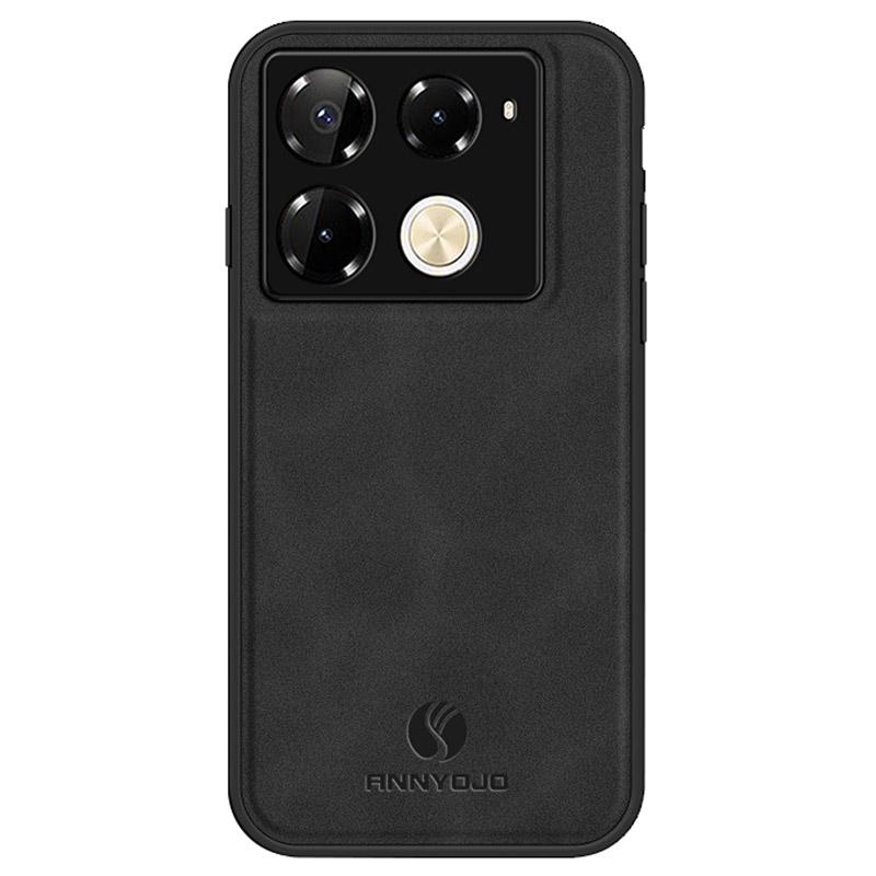 

ANNYOJO Чехол для Infinix Note 40 Pro 4G Ультратонкий чехол на заднюю панель телефона с текстурой ПУ кожи Black