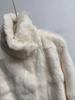 Women's Fashionable Two-Tone Real Rabbit Fur Collar Coat - 2025 Casual Short Style