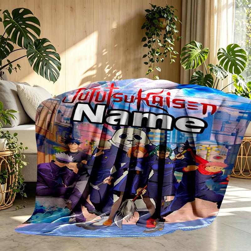 Custom Name Personalized Jujutsu Kaisen Print Blanket, Home Decor, Bedroom, Sofa, Camping, Couch, Gifts for Birthday ChristmasEnthusiasts